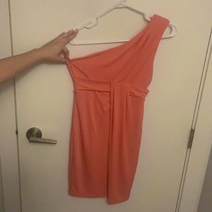 Coral one shoulder dress